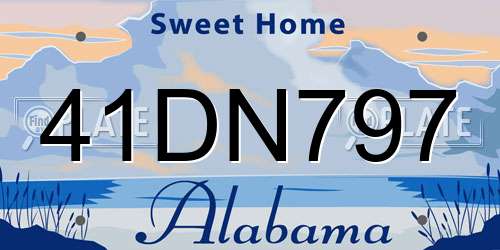 41DN797 Alabama License Plate