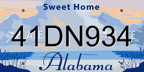 41DN934 Alabama License Plate