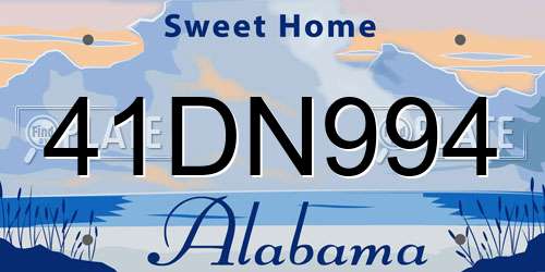 41DN994 Alabama License Plate