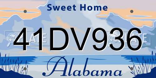 41DV936 Alabama License Plate