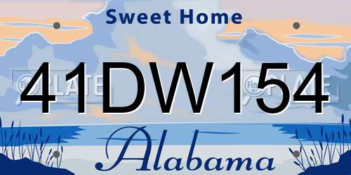41DW154 Alabama License Plate