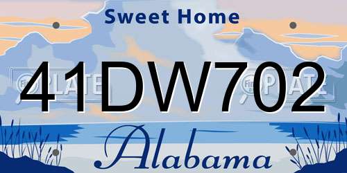 41DW702 Alabama License Plate