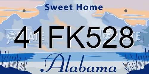 41FK528 Alabama License Plate