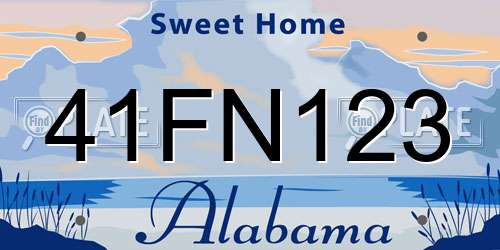 41FN123 Alabama License Plate