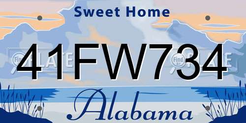 41FW734 Alabama License Plate