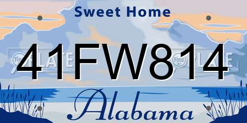 41FW814 Alabama License Plate