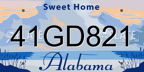 41GD821 Alabama License Plate