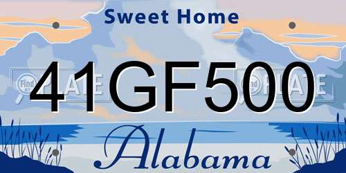41GF500 Alabama License Plate