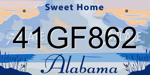 41GF862 Alabama License Plate