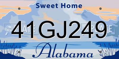 41GJ249 Alabama License Plate