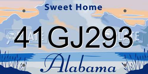 41GJ293 Alabama License Plate