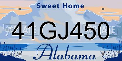 41GJ450 Alabama License Plate