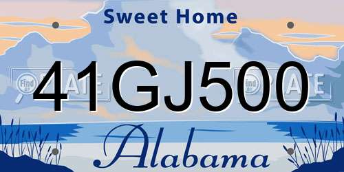 41GJ500 Alabama License Plate
