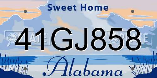 41GJ858 Alabama License Plate