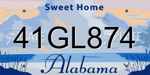 41GL874 Alabama License Plate