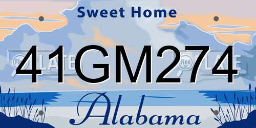 41GM274 Alabama License Plate