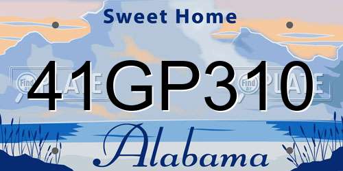 41GP310 Alabama License Plate