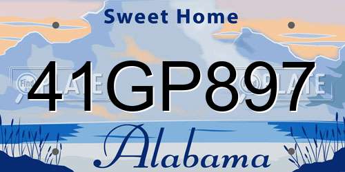 41GP897 Alabama License Plate