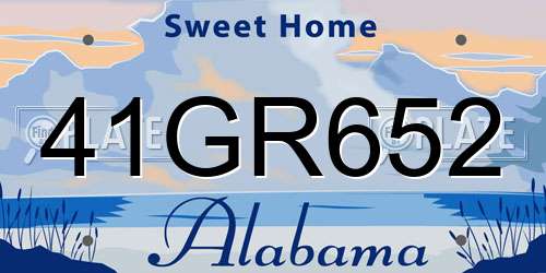 41GR652 Alabama License Plate