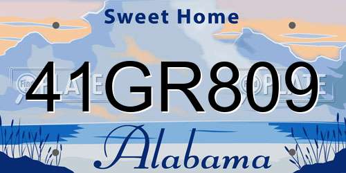 41GR809 Alabama License Plate