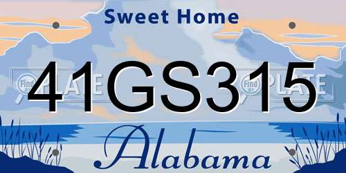 41GS315 Alabama License Plate