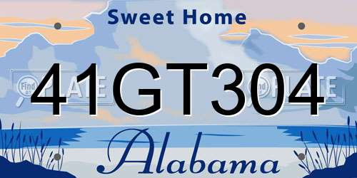 41GT304 Alabama License Plate