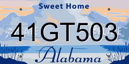 41GT503 Alabama License Plate