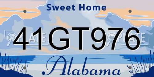 41GT976 Alabama License Plate