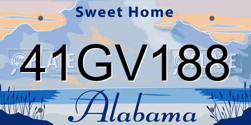 41GV188 Alabama License Plate
