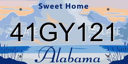 41GY121 Alabama License Plate