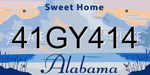 41GY414 Alabama License Plate