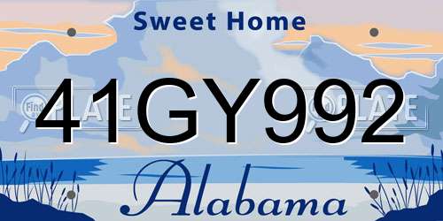 41GY992 Alabama License Plate