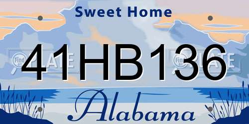 41HB136 Alabama License Plate