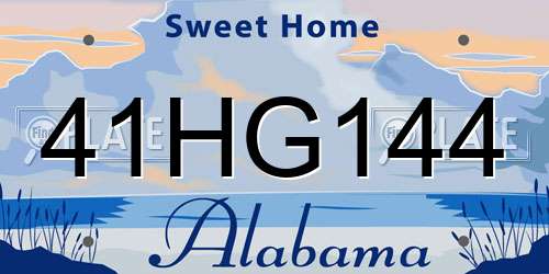 41HG144 Alabama License Plate