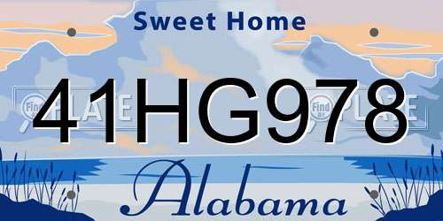 41HG978 Alabama License Plate
