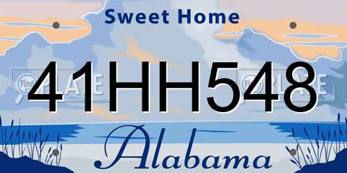 41HH548 Alabama License Plate