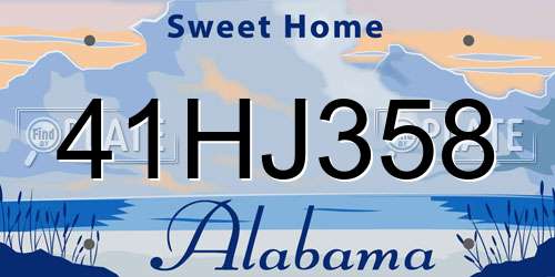 41HJ358 Alabama License Plate