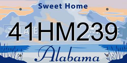 41HM239 Alabama License Plate