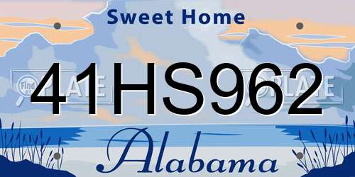 41HS962 Alabama License Plate