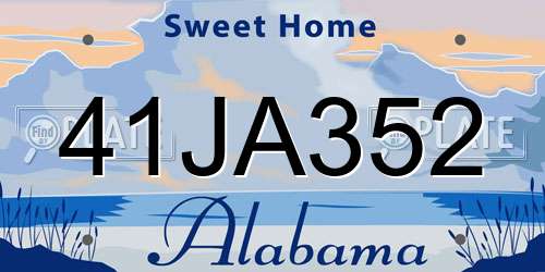 41JA352 Alabama License Plate