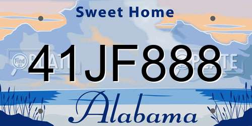 41JF888 Alabama License Plate