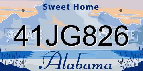 41JG826 Alabama License Plate