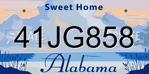 41JG858 Alabama License Plate