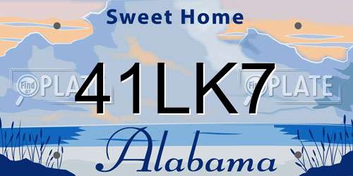 41LK7 Alabama License Plate
