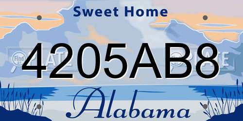 4205AB8 Alabama License Plate