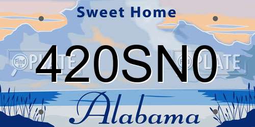 420SN0 Alabama License Plate