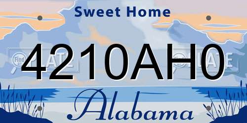 4210AH0 Alabama License Plate