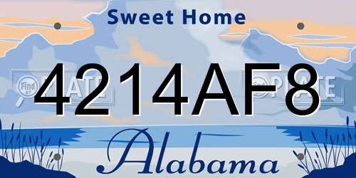 4214AF8 Alabama License Plate
