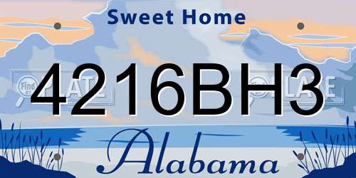4216BH3 Alabama License Plate