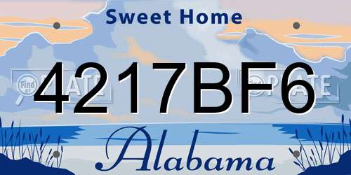 4217BF6 Alabama License Plate